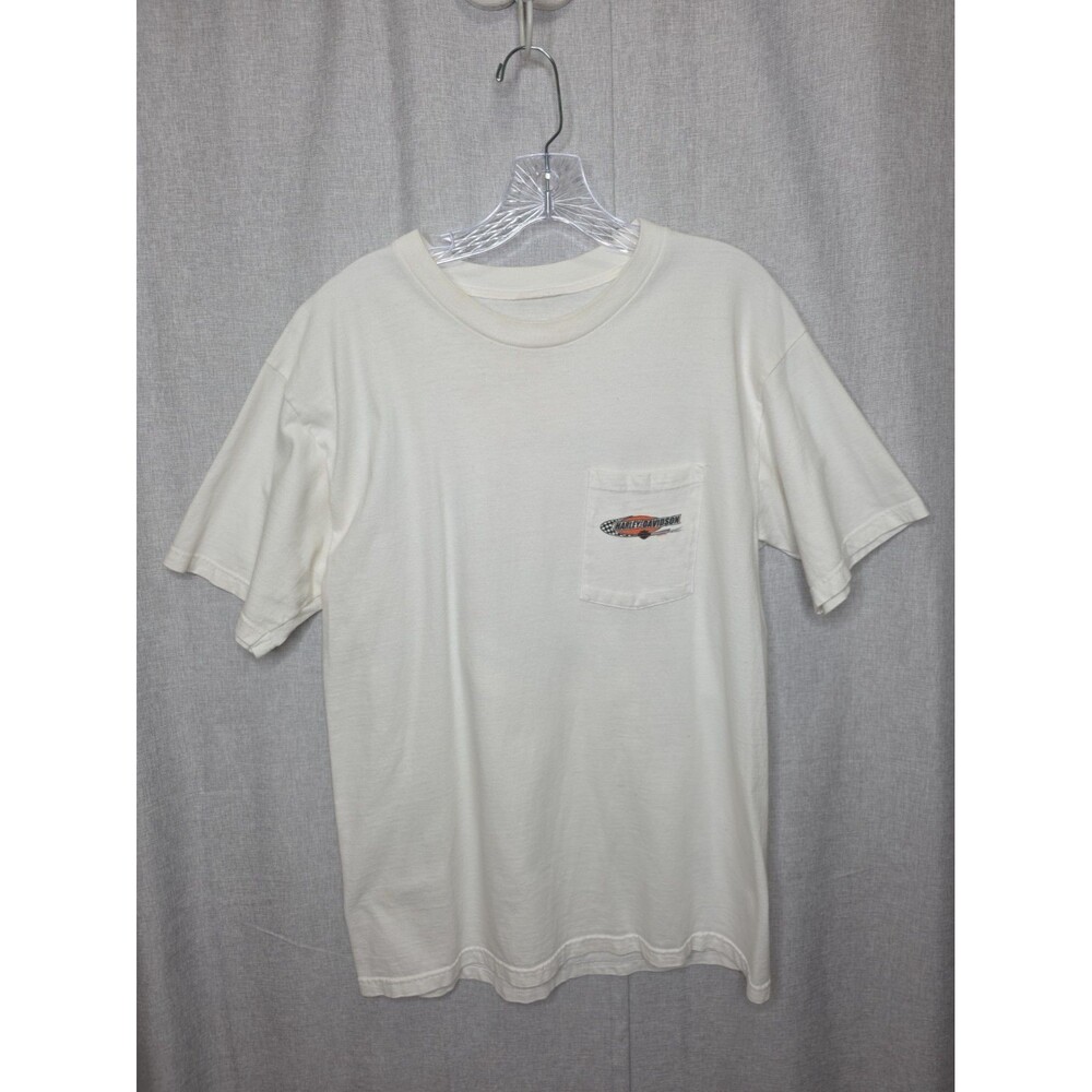 Vtg Y2K Harley Davidson 2000 Shirt Chunky River Meridian MS Graphic Tee White Lg